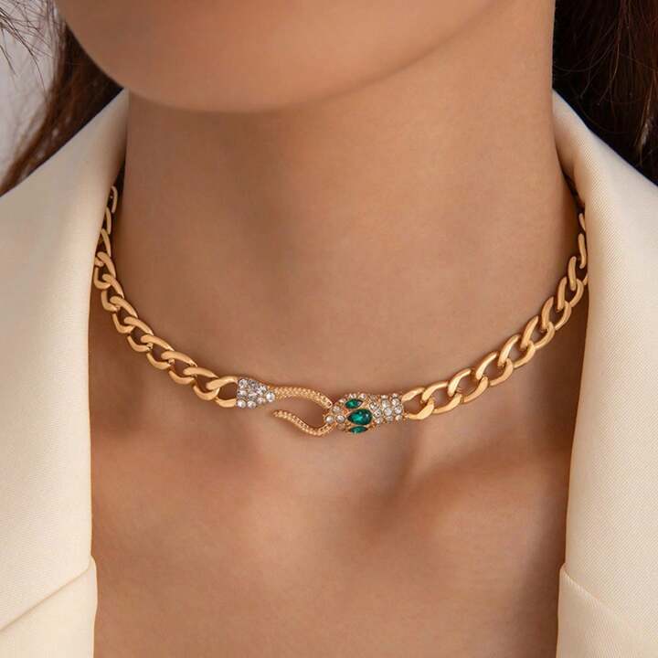 Emerald Serpent Chain Choker