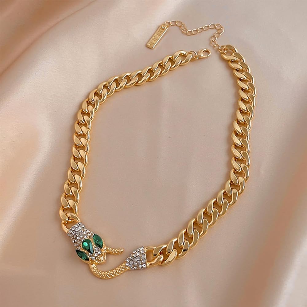 Emerald Serpent Chain Choker